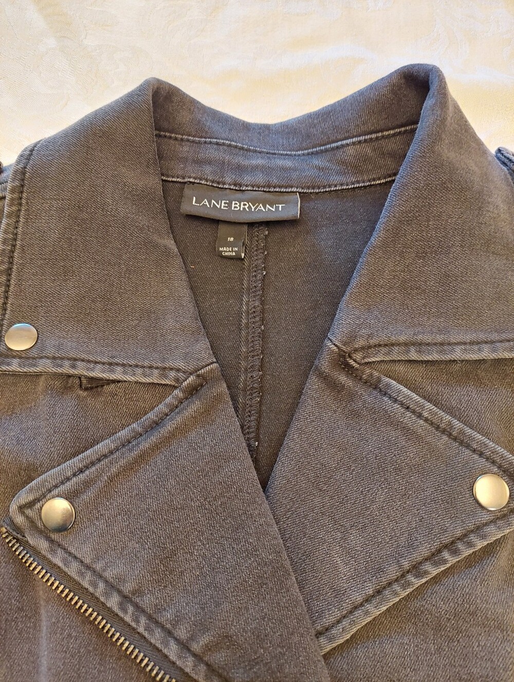 Lane Bryant Black Stretch Moto Corset Side Deniem Jean Jacket. Size 18 - Picture 5 of 14